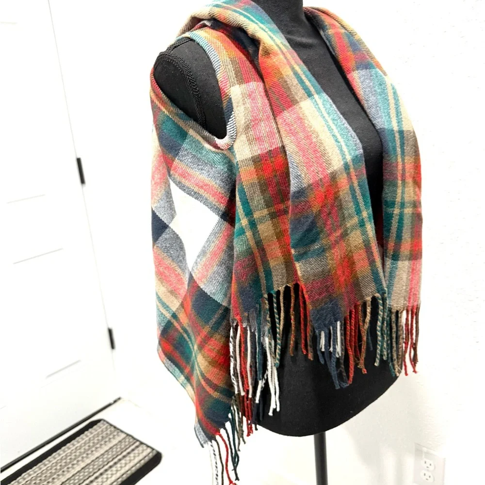 J. Crew Factory Multicolor Plaid‎ Scarf / cape OS